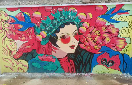 香格里拉墙体彩绘-网红墙