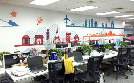 香格里拉教你设计办公室墙绘的方法。